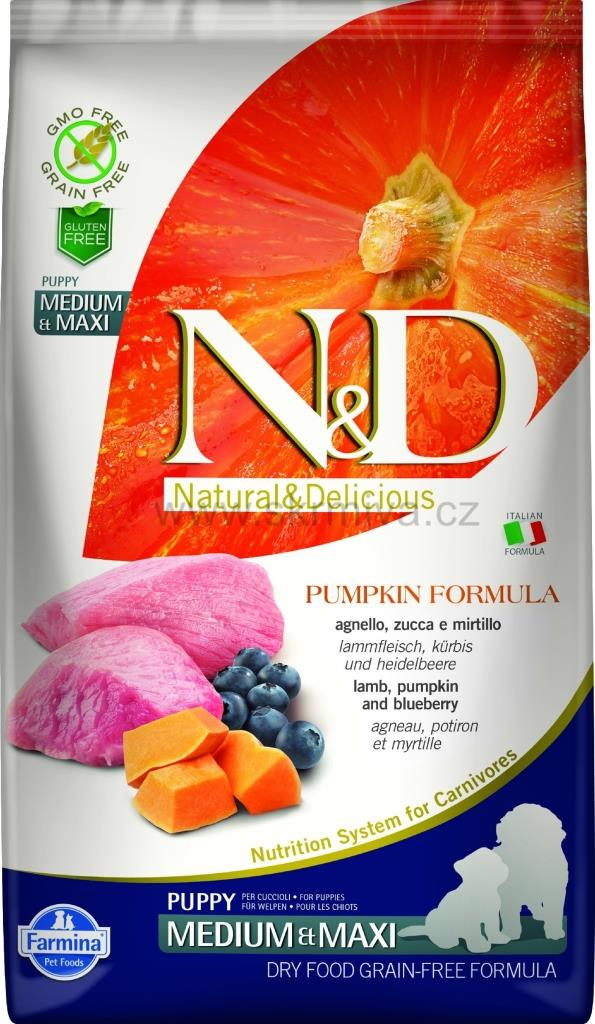 N&D Pumpkin DOG Puppy M/L Lamb & Blueberry 12kg