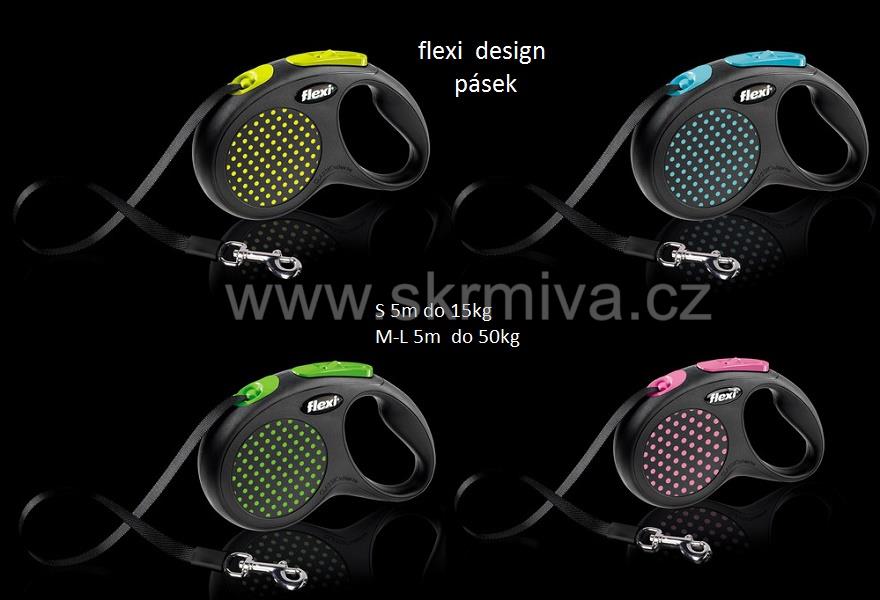 Vodítko FLEXI Design L pásek 5m/50kg zelená