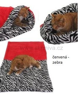 Spací pytel 3v1 XL pro kočky č.6 červená/zebra